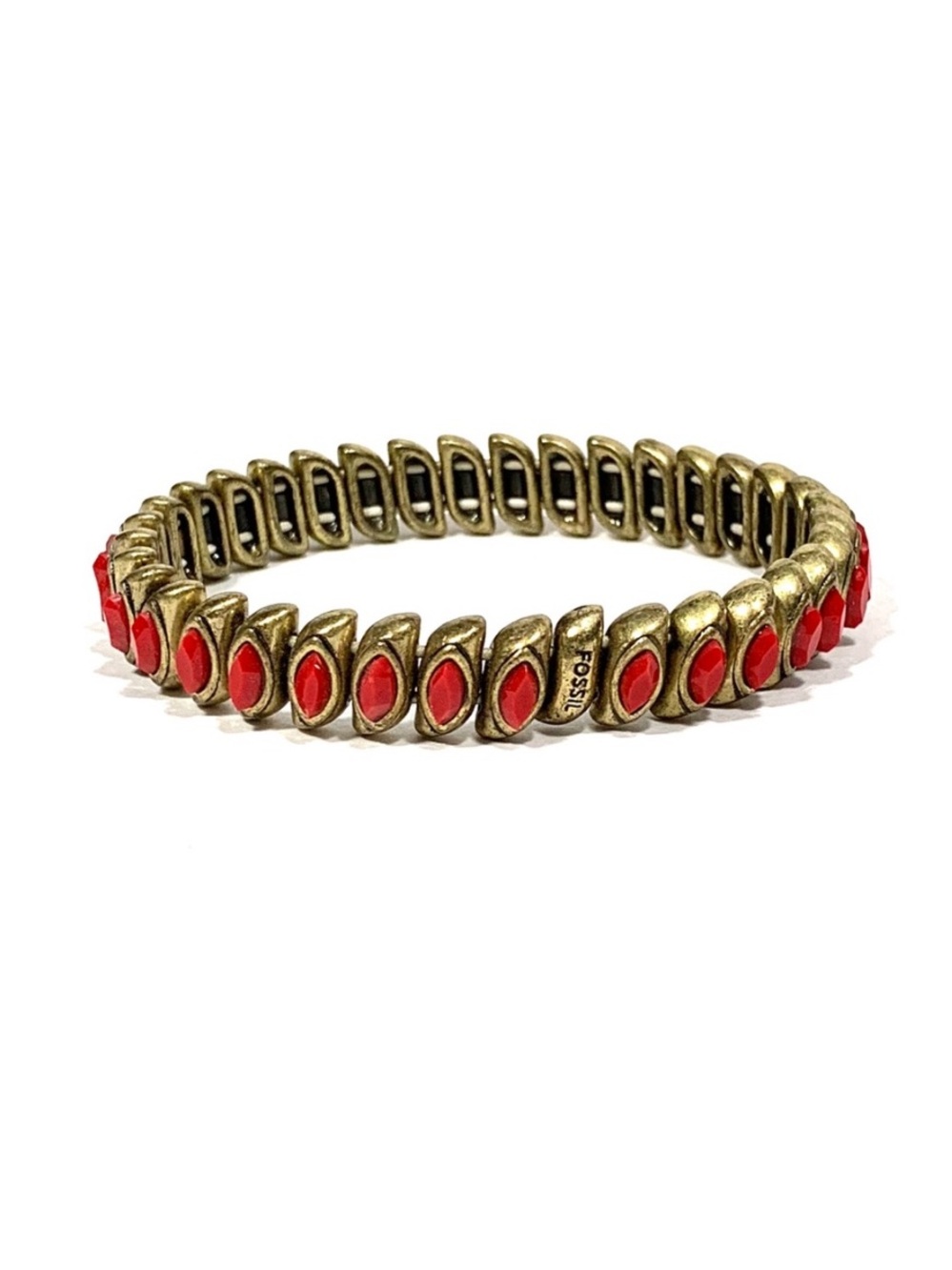 Fossil Red Orange Stretch Bracelet